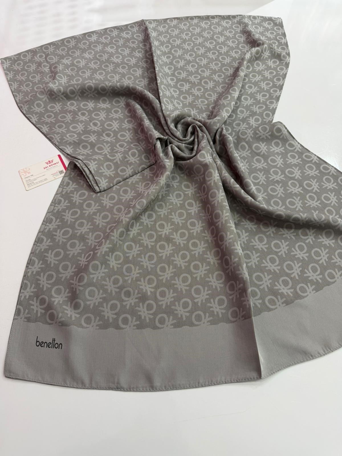 Benetton Monogram Elegante Şal Yeni Gri Rengi