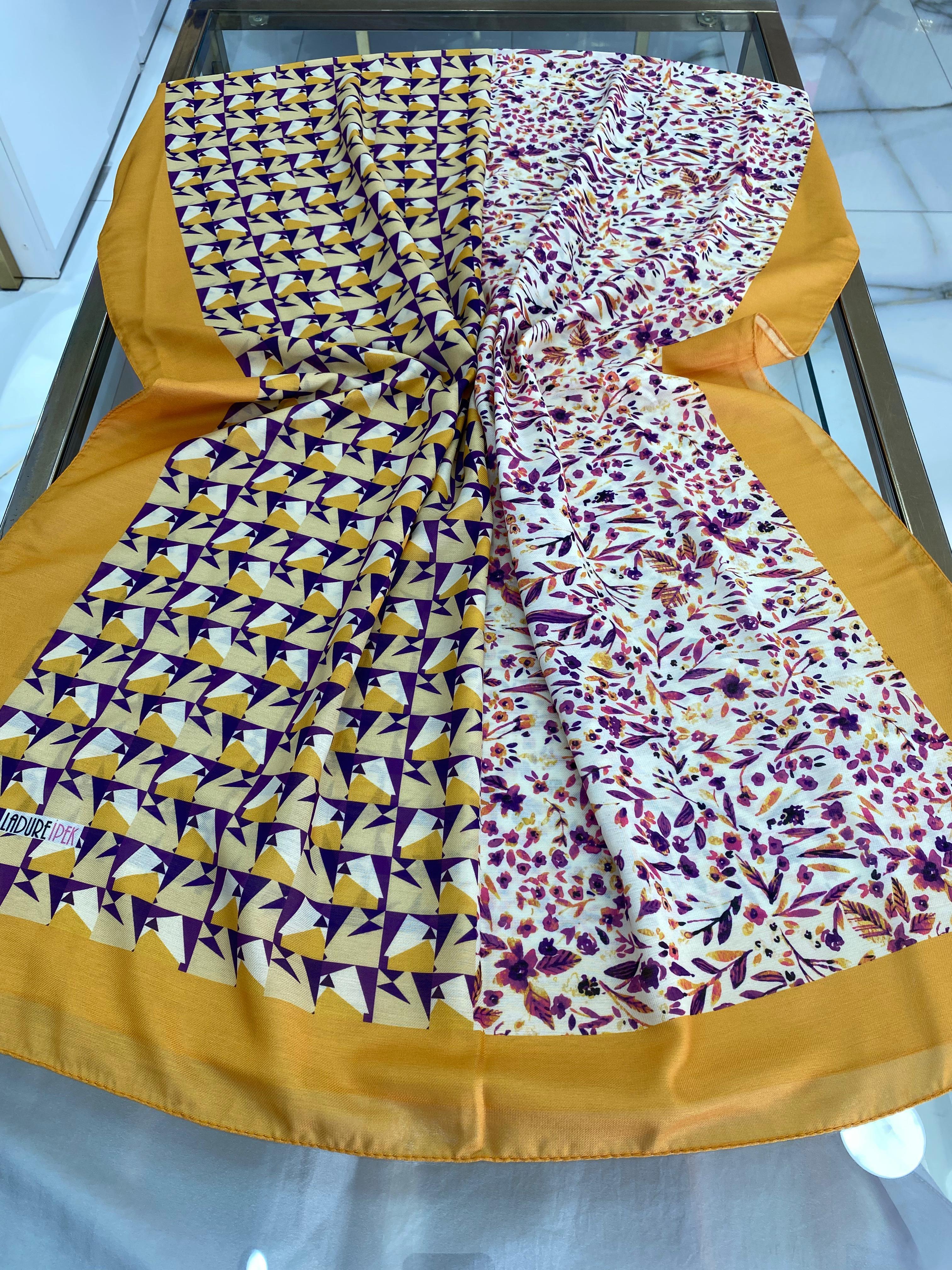 Desenli Butik Şal (Hardal)