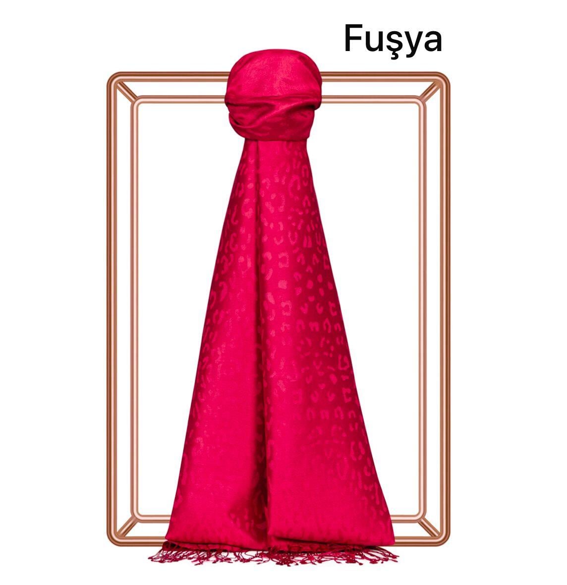 Desenli Leopar Jakar Şal (Fuşya)