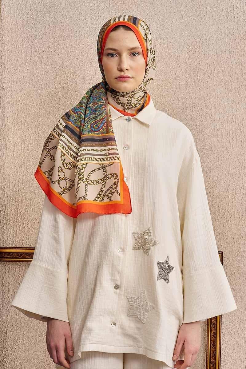 Ed Scarf Celebrity Lustre Şal Turuncu Rengi