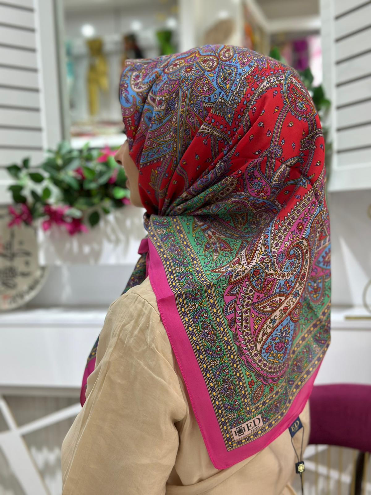 Ed Scarf Desenli Eşarp Pembe Rengi