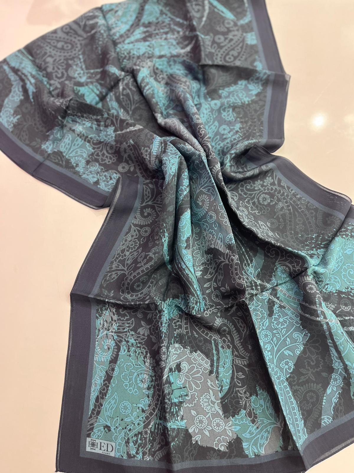 Ed Scarf Desenli Floş Viskon Şal 01