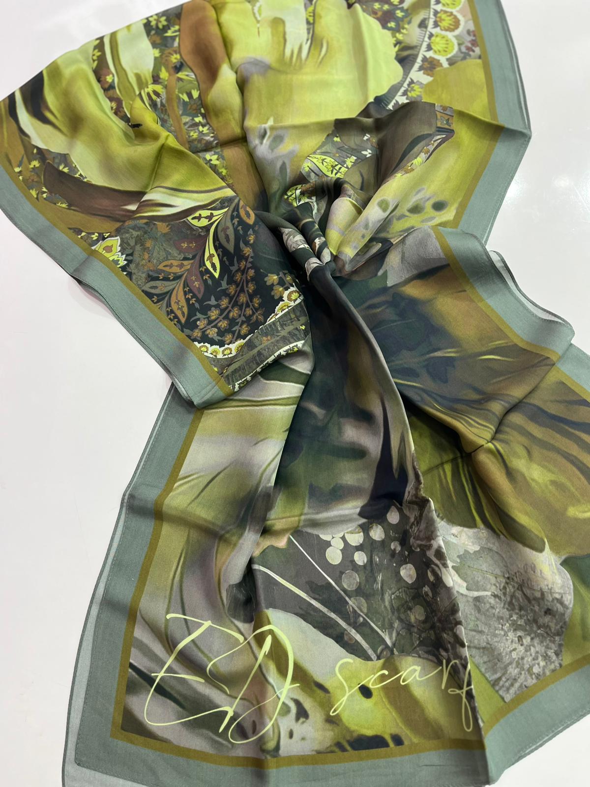 Ed Scarf Desenli Floş Viskon Şal 02