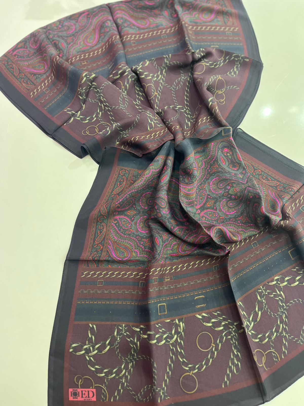 Ed Scarf Desenli Floş Viskon Şal 03