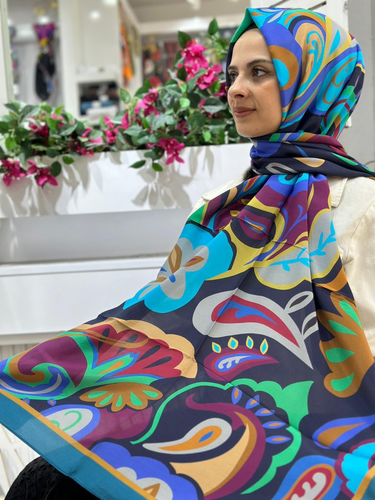 Ed Scarf Desenli Floş Viskon Şal 04