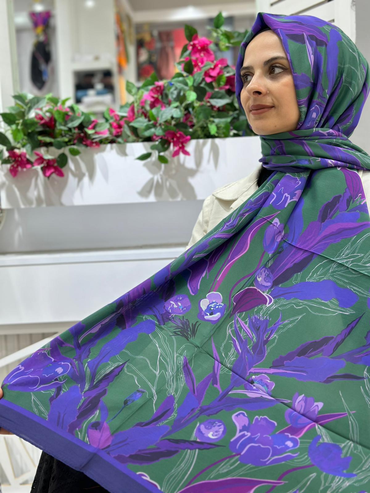 Ed Scarf Desenli Floş Viskon Şal 05