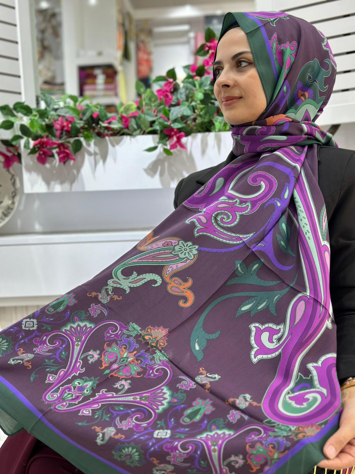 Ed Scarf Desenli Floş Viskon Şal 06