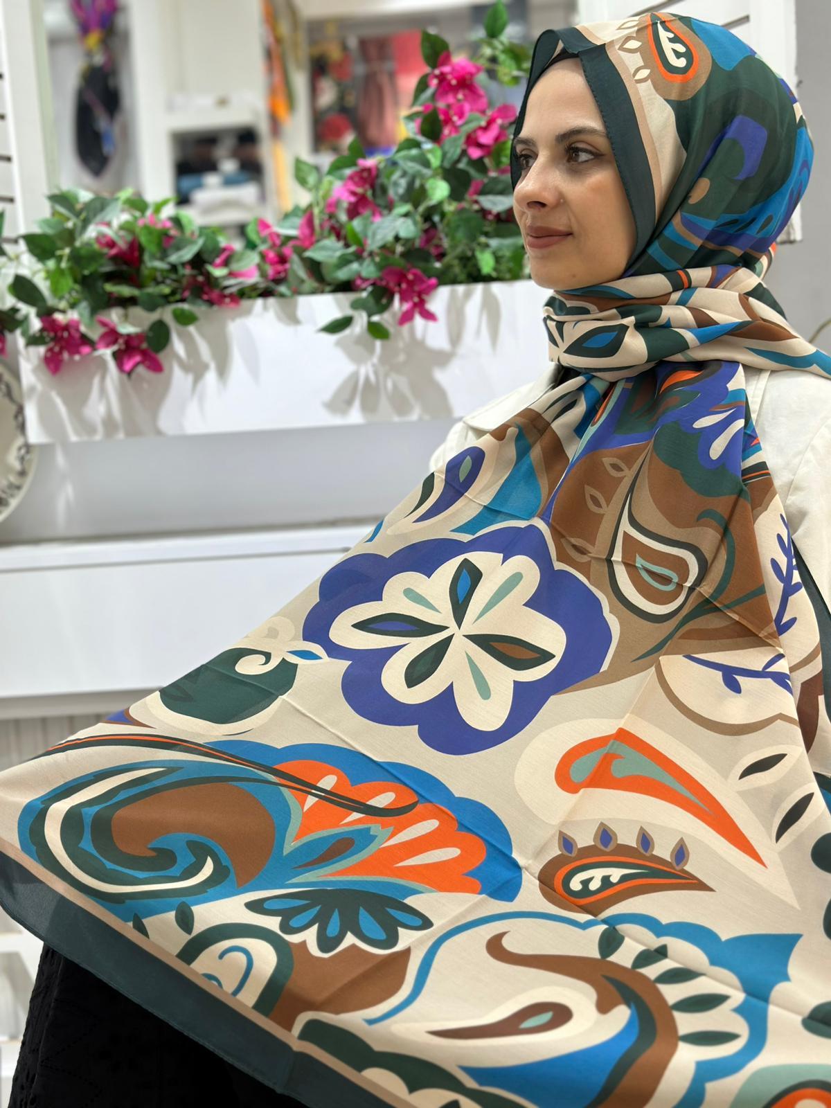Ed Scarf Desenli Floş Viskon Şal 06