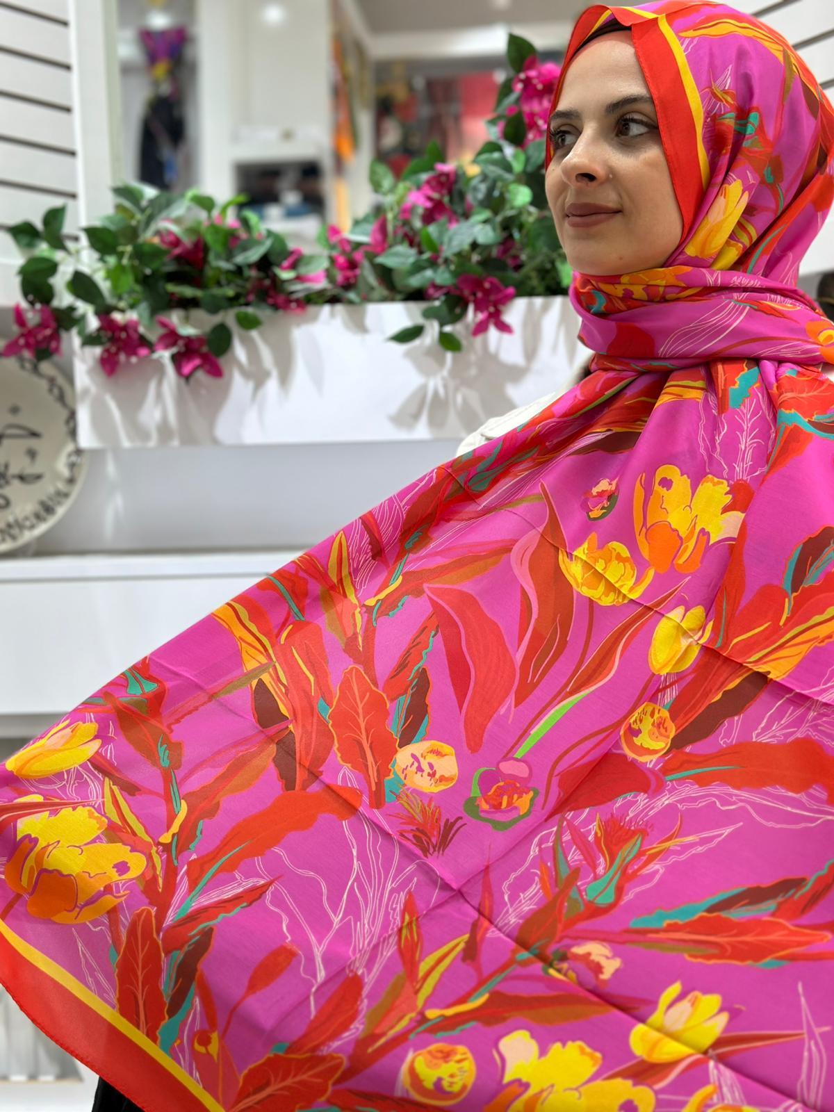 Ed Scarf Desenli Floş Viskon Şal 07
