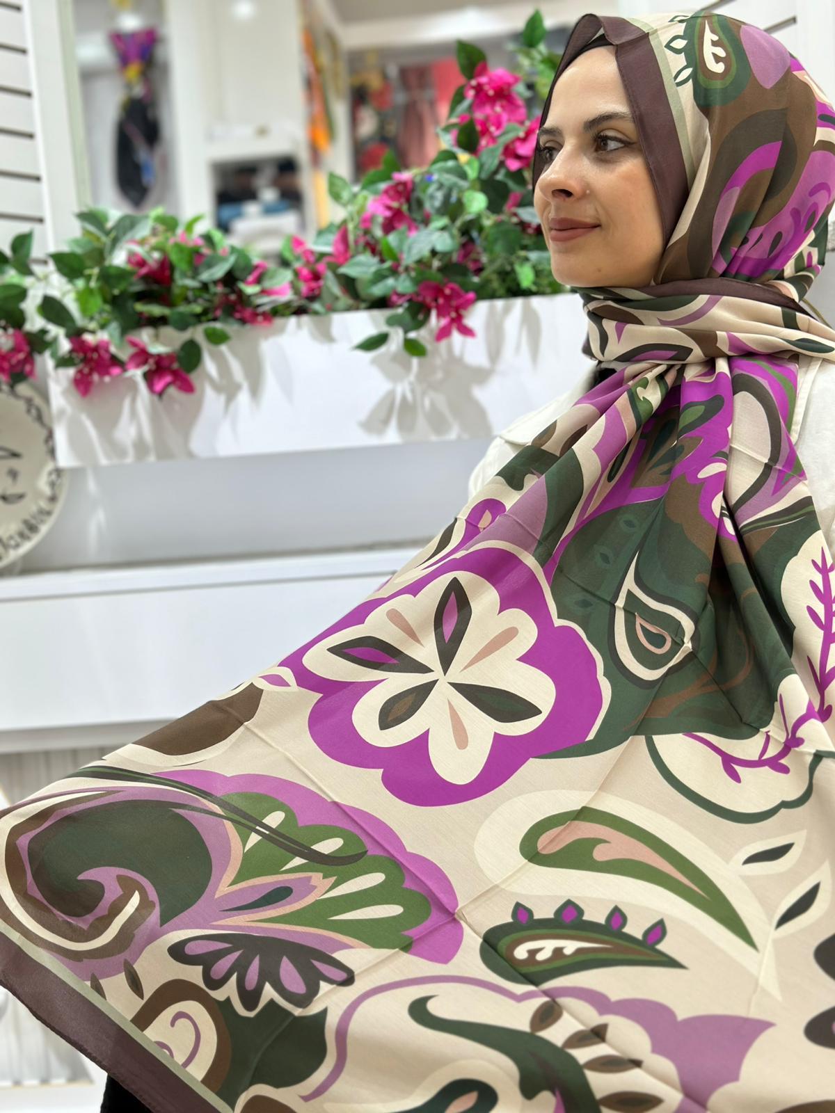 Ed Scarf Desenli Floş Viskon Şal 07