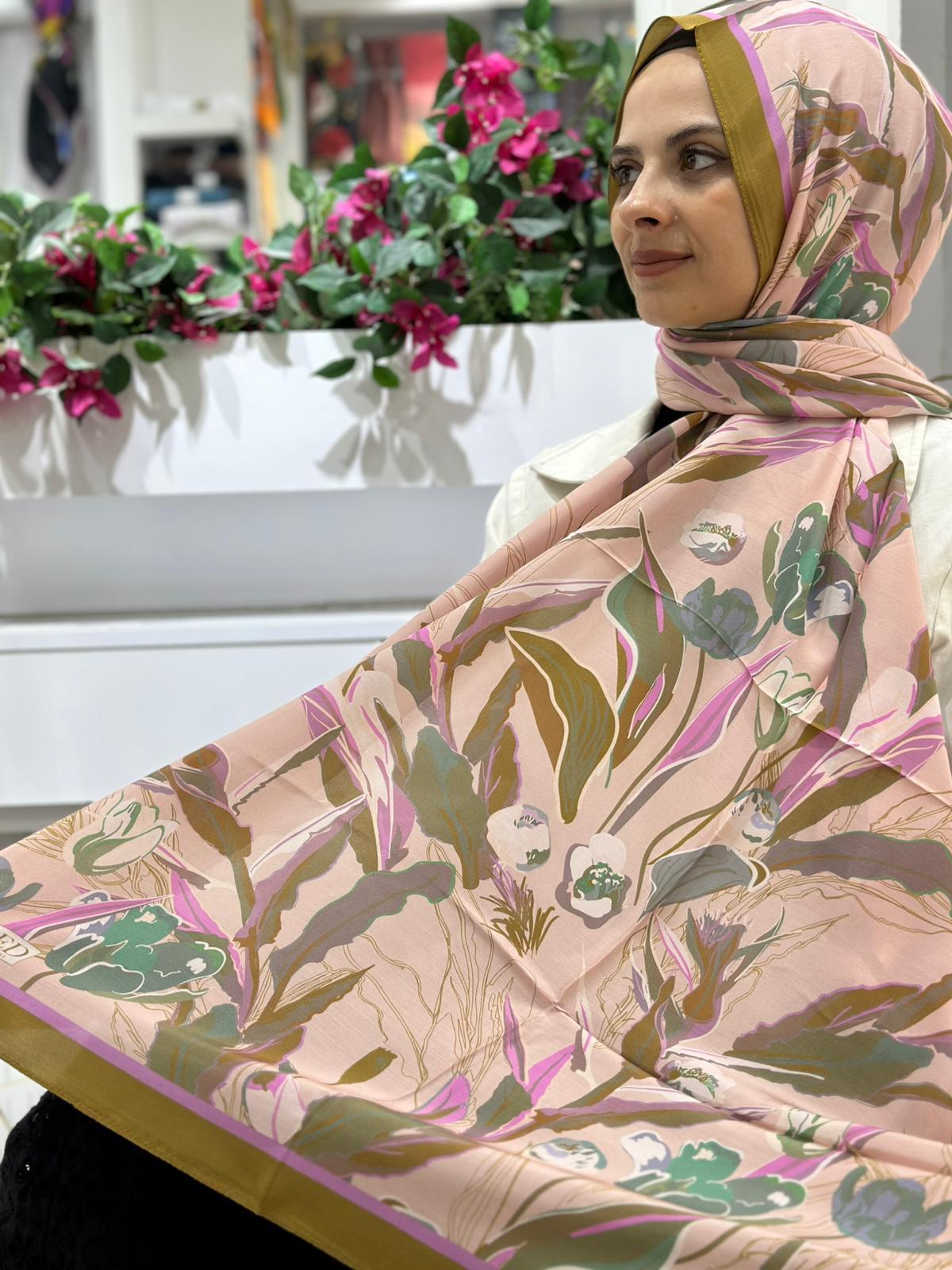 Ed Scarf Desenli Floş Viskon Şal 08