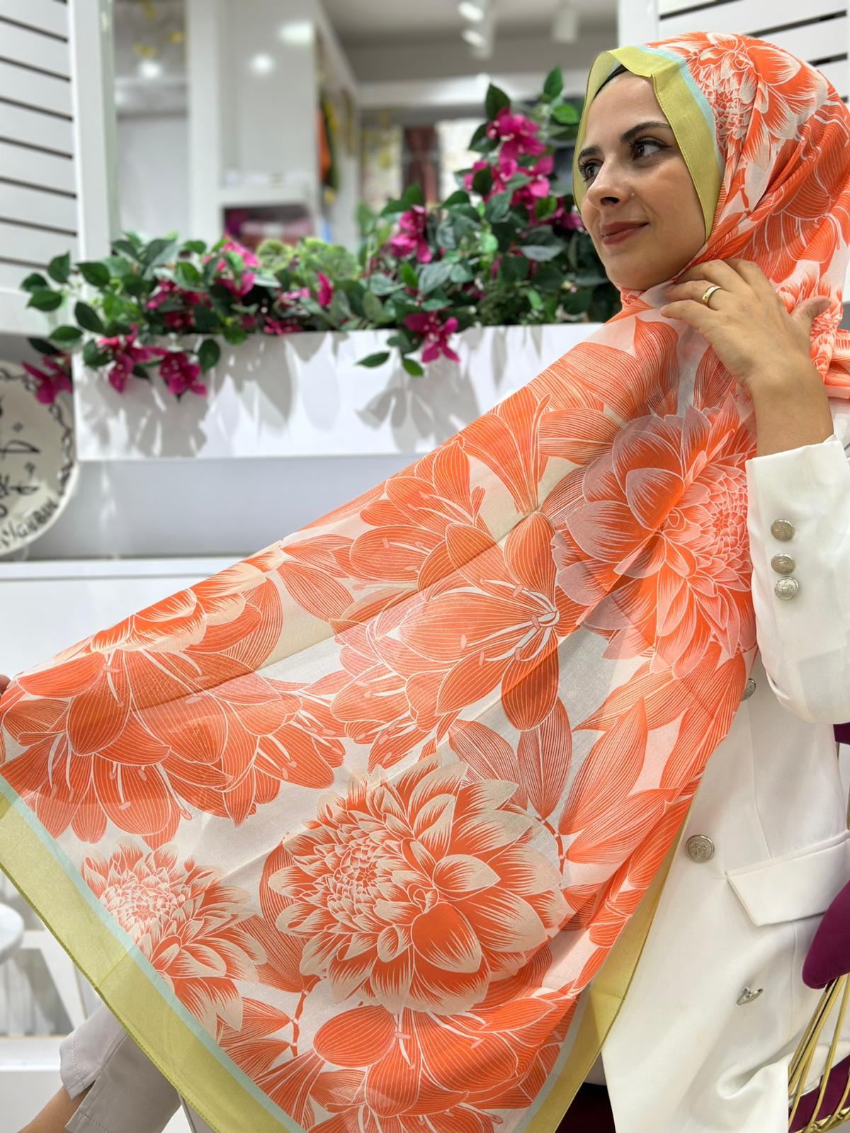 Ed Scarf Desenli Viskon Şal 02