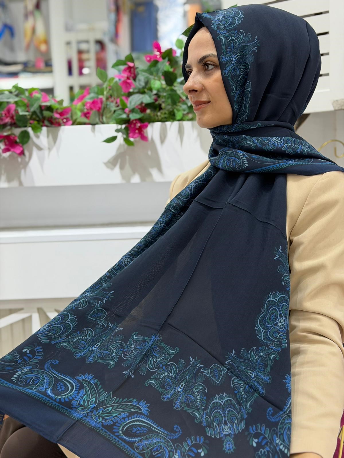 Ed Scarf Desenli Yeni Sezon Floş Viskon Şal 04