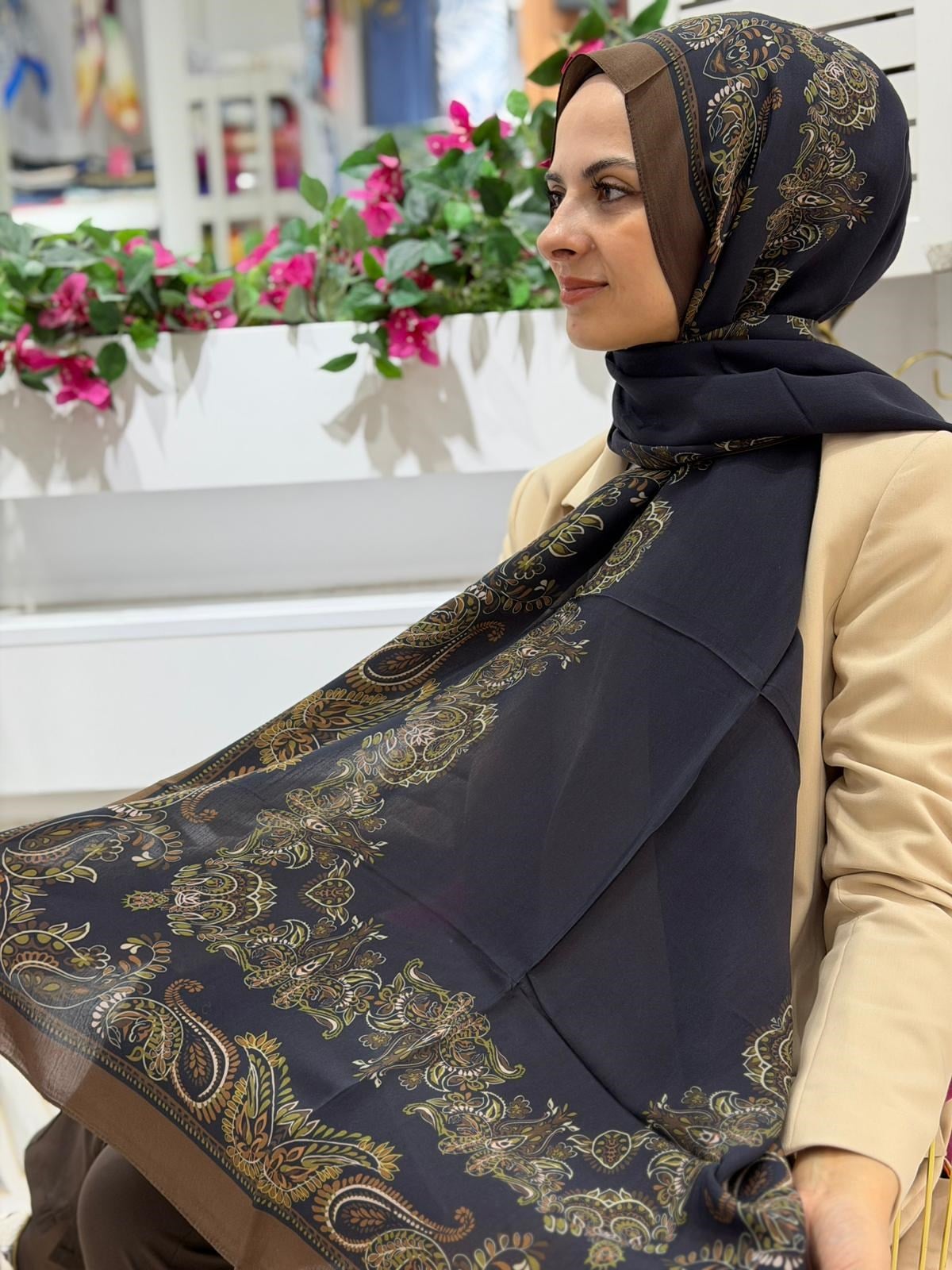 Ed Scarf Desenli Yeni Sezon Floş Viskon Şal 05