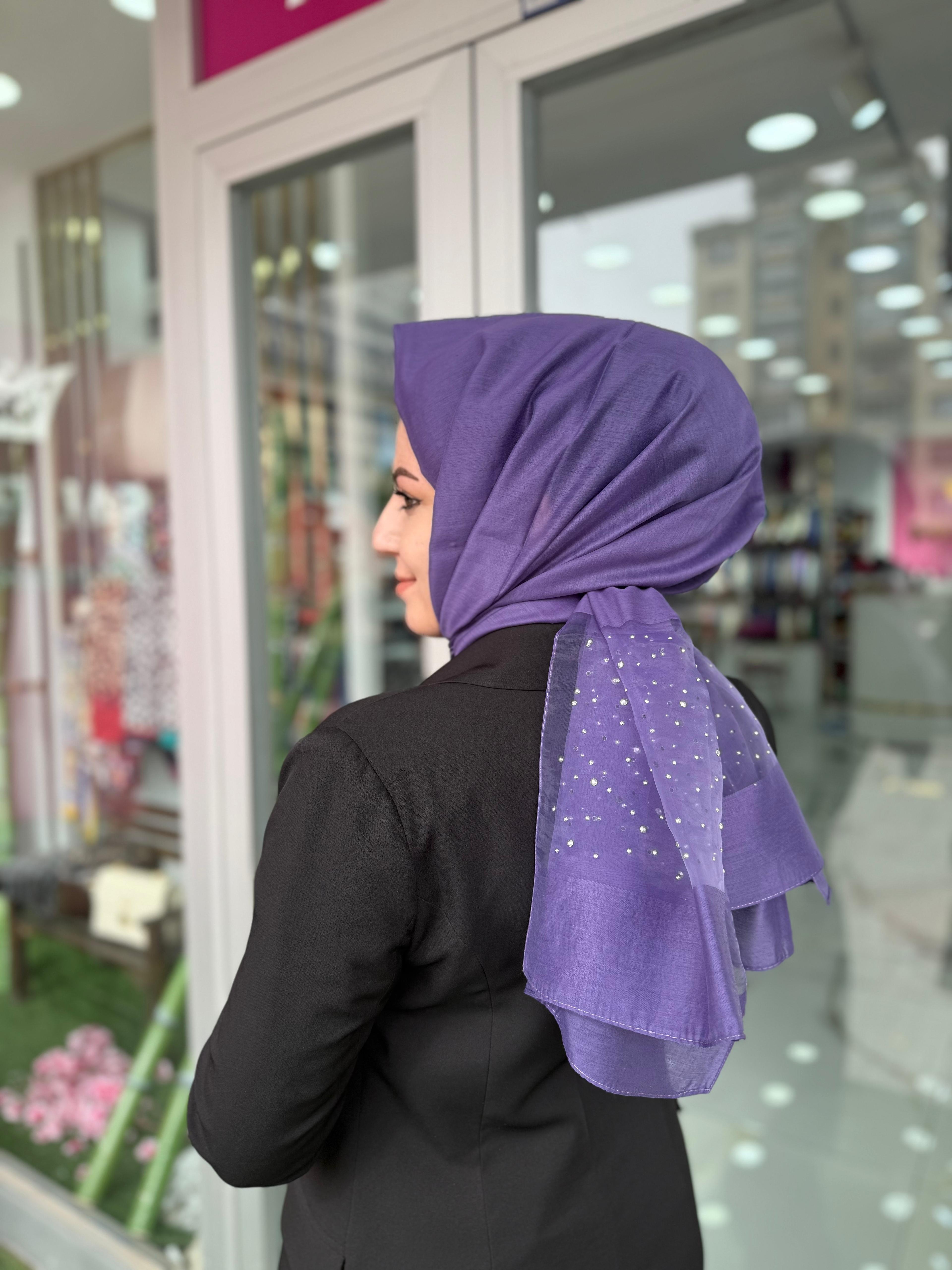 Eflatun Abiye Şal Mor Rengi