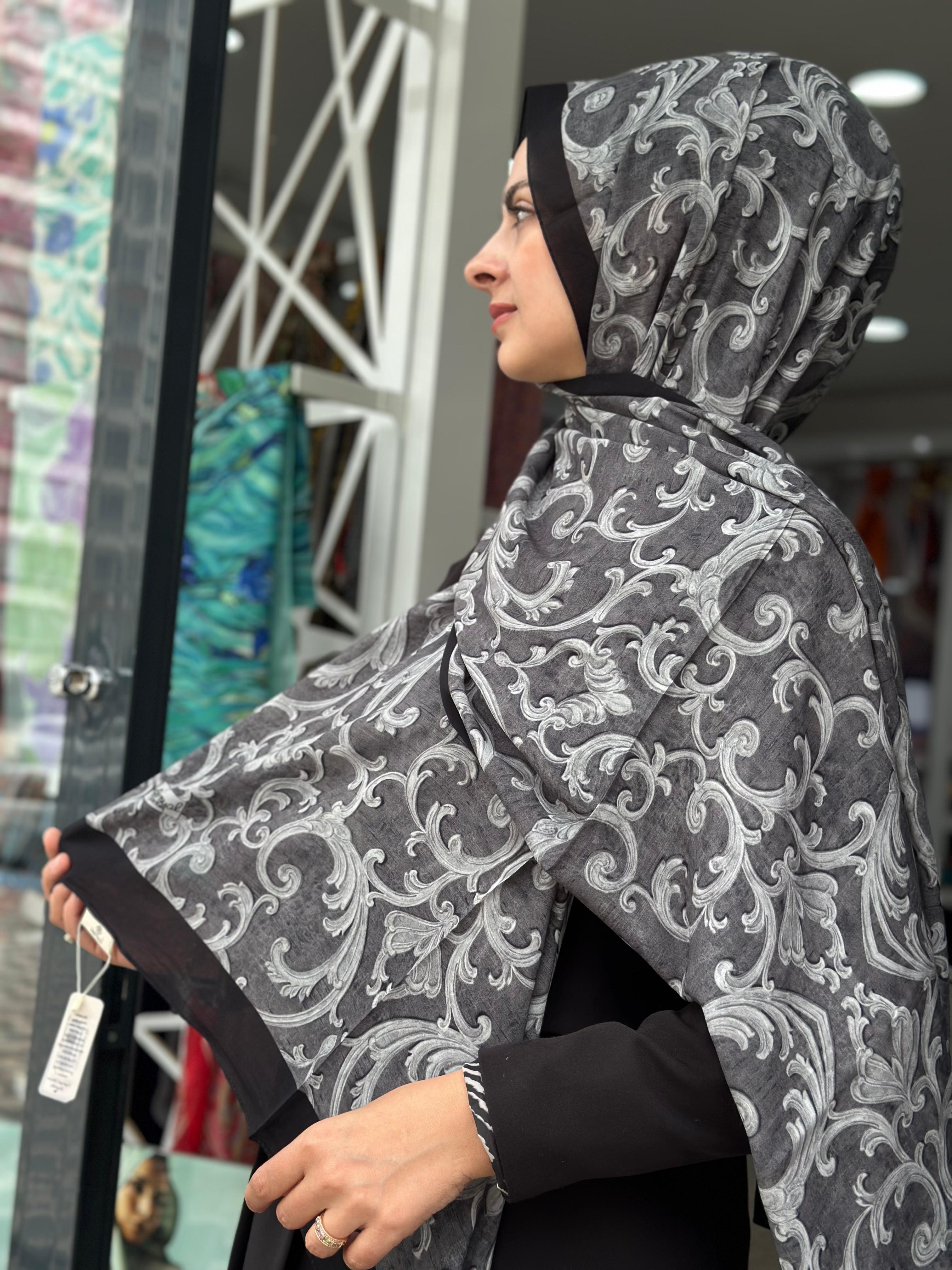 Emproyal Desenli %100 Cotton Şal Gri Rengi