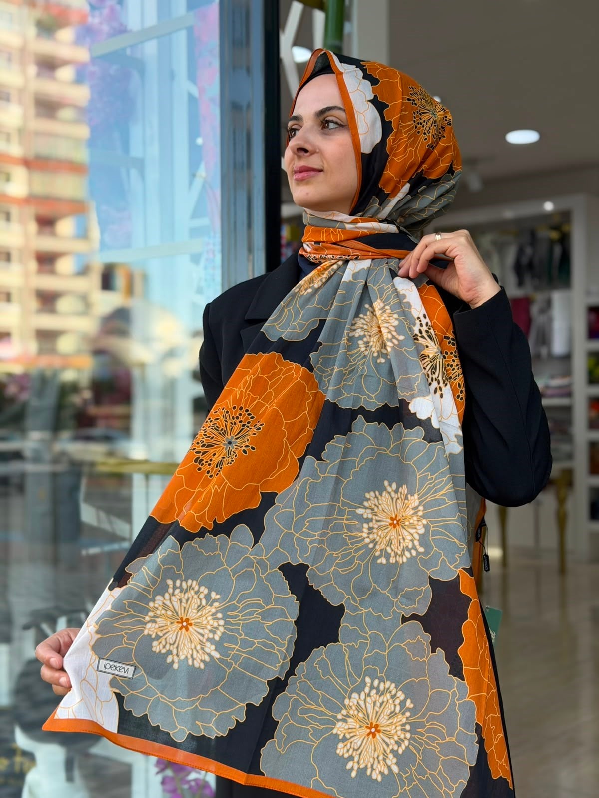 İpekevi %100 Pamuk Ortanca Sepeti Şal