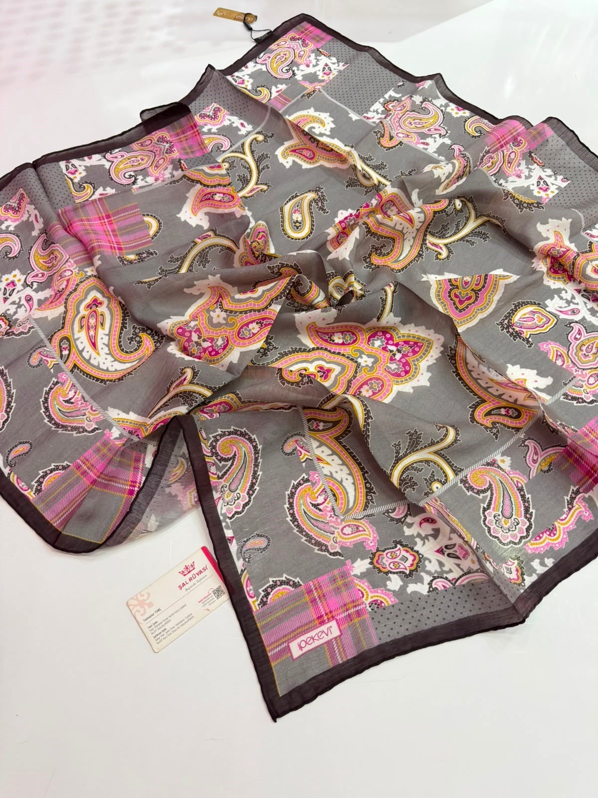 İpekevi Patchwork Desenli Tensel Eşarp 16