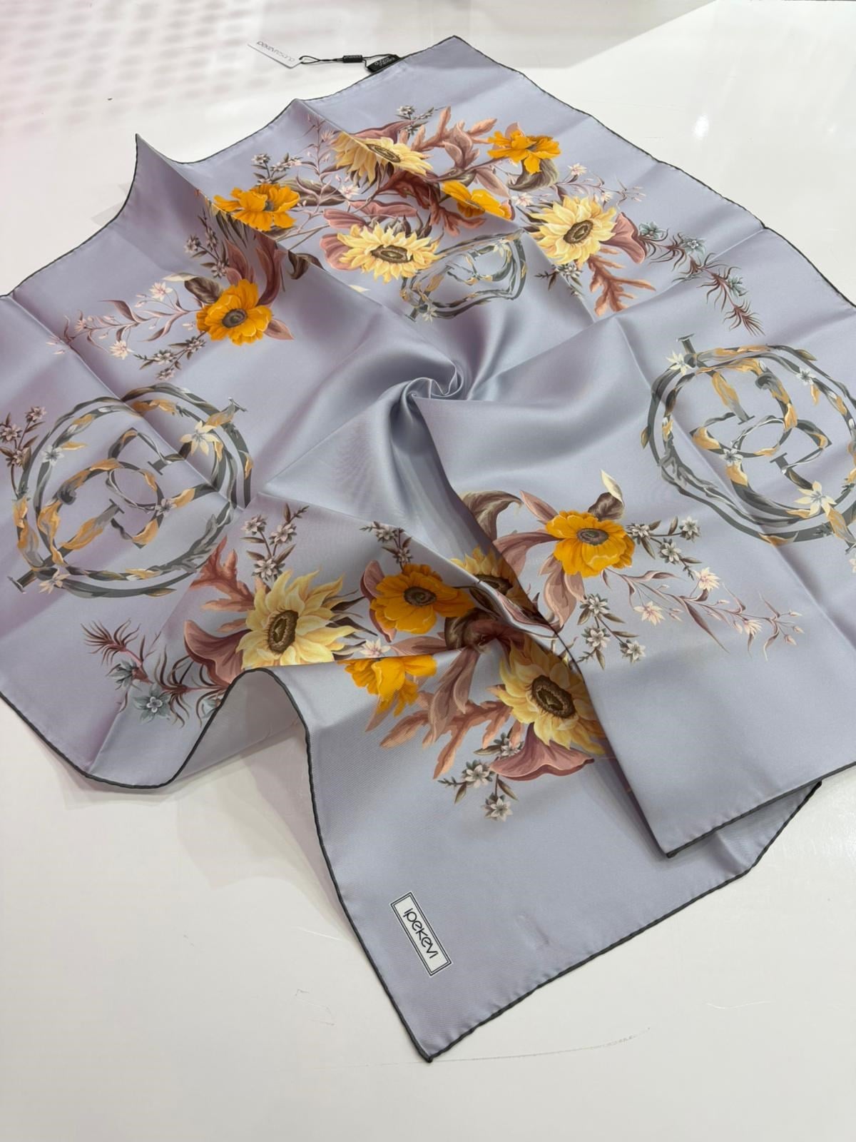 İpekevi Yeni Sezon Desenli Twill İpek Eşarp 02