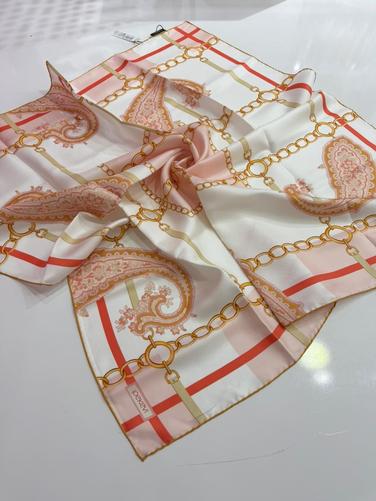 İpekevi Yeni Sezon Desenli Twill İpek Eşarp 01