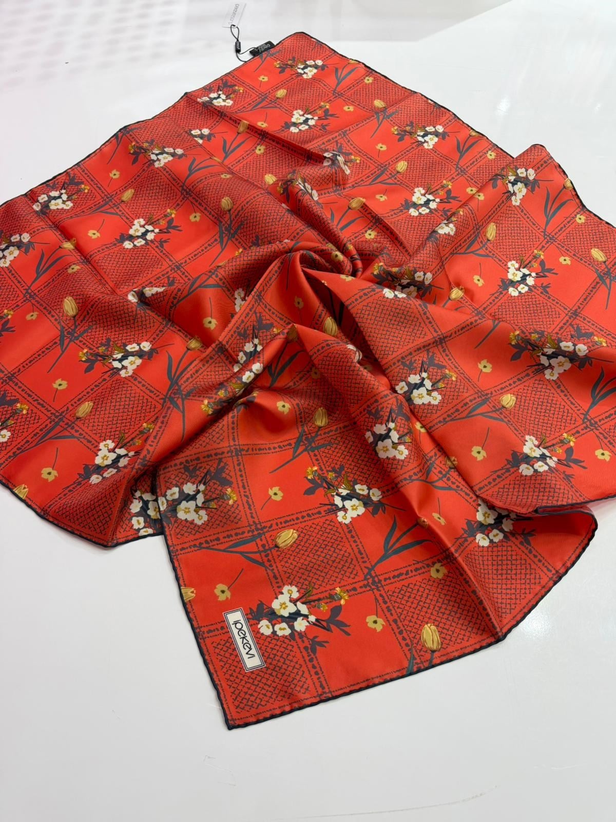 İpekevi Yeni Sezon Desenli Twill İpek Eşarp 02