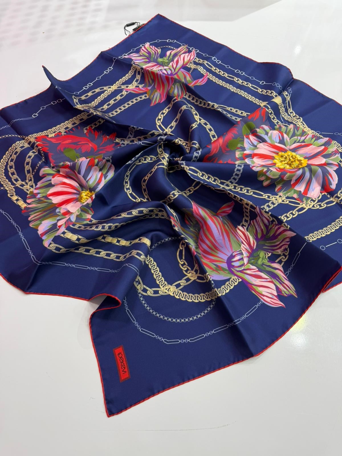 İpekevi Yeni Sezon Desenli Twill İpek Eşarp 03