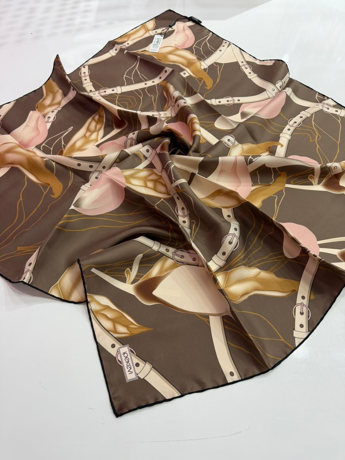 İpekevi Yeni Sezon Desenli Twill İpek Eşarp 02