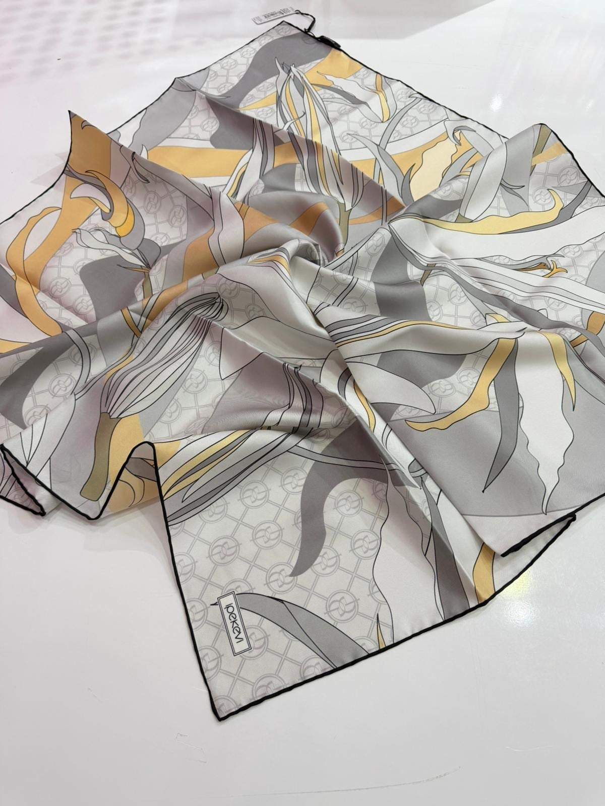 İpekevi Yeni Sezon Desenli Twill İpek Eşarp 03