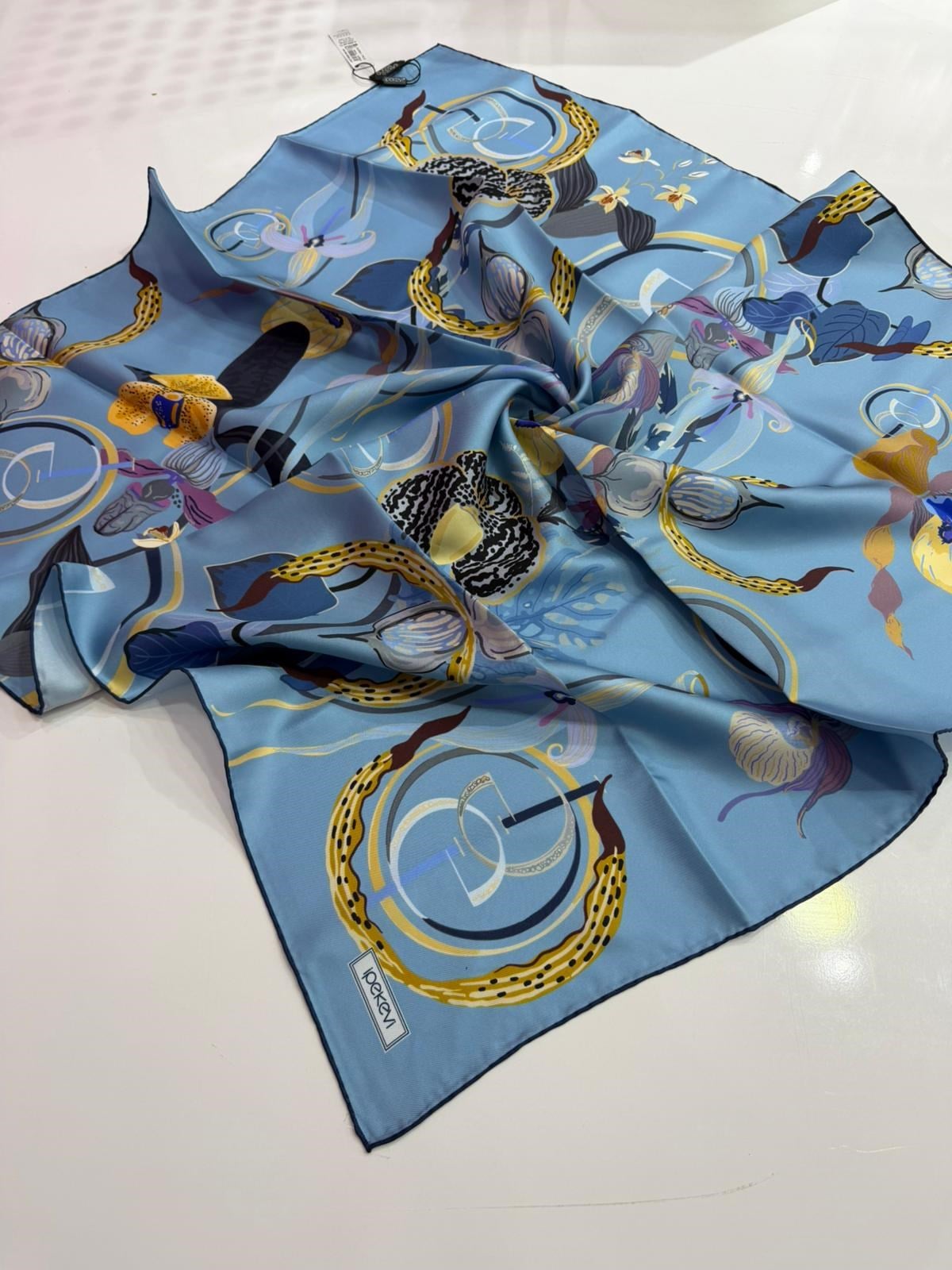 İpekevi Yeni Sezon Desenli Twill İpek Eşarp 02