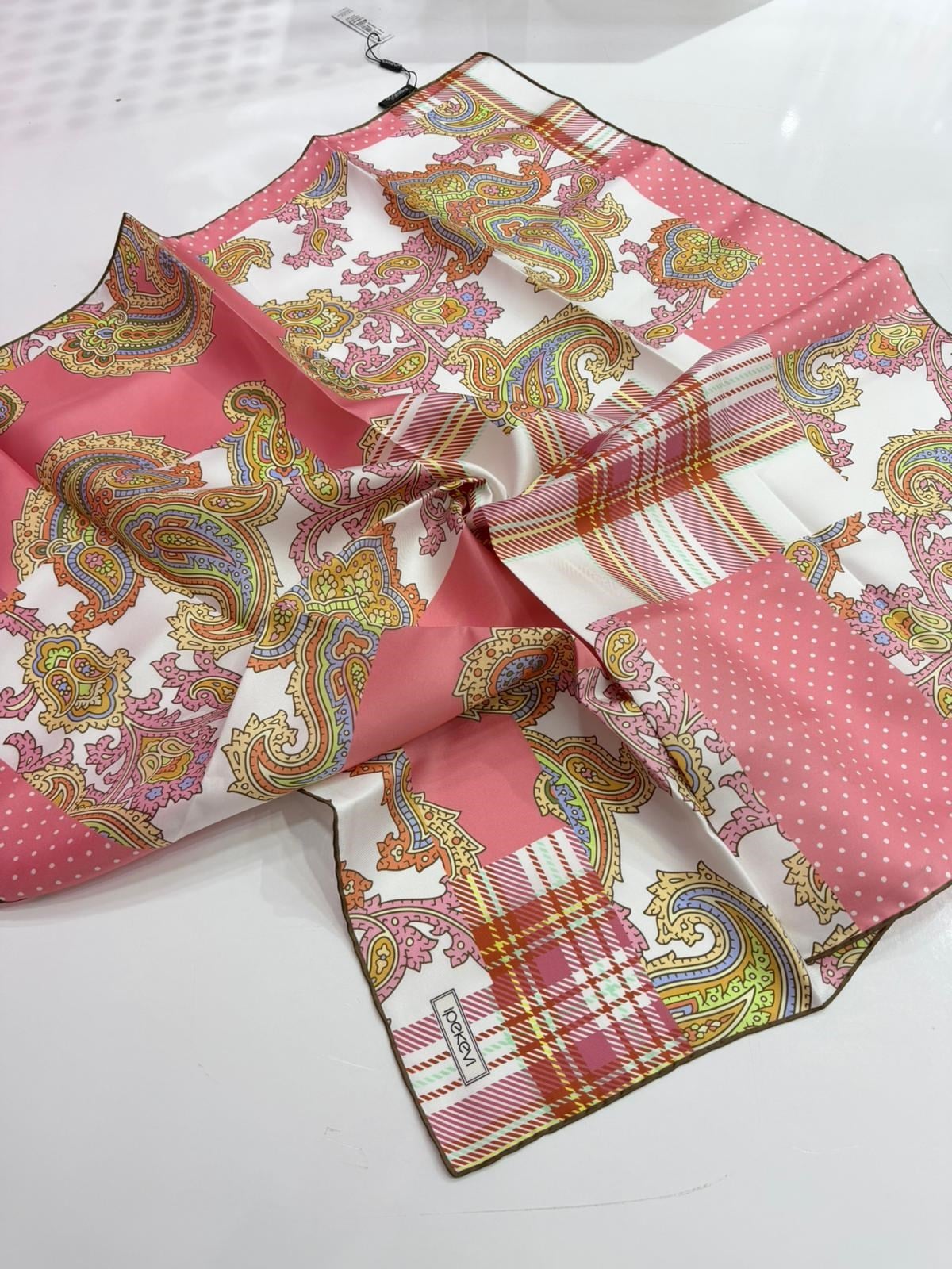 İpekevi Yeni Sezon Desenli Twill İpek Eşarp 02