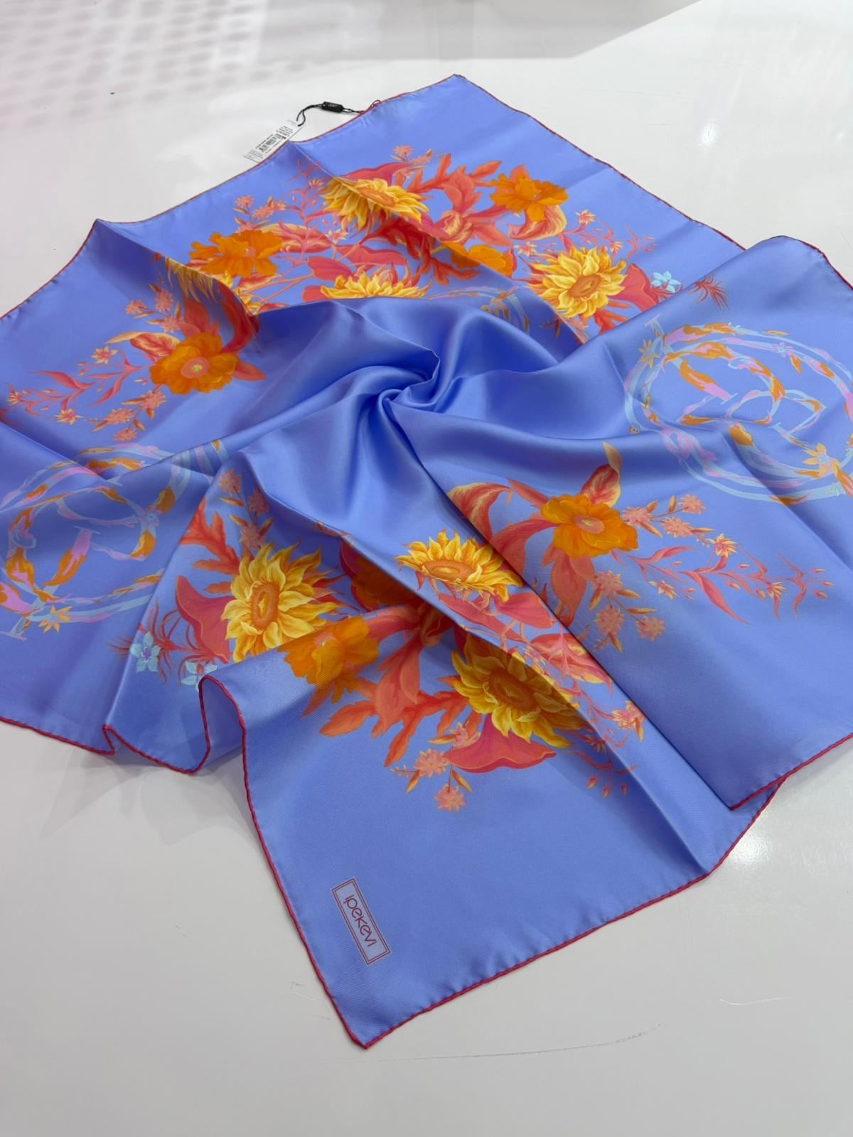 İpekevi Yeni Sezon Desenli Twill İpek Eşarp 01
