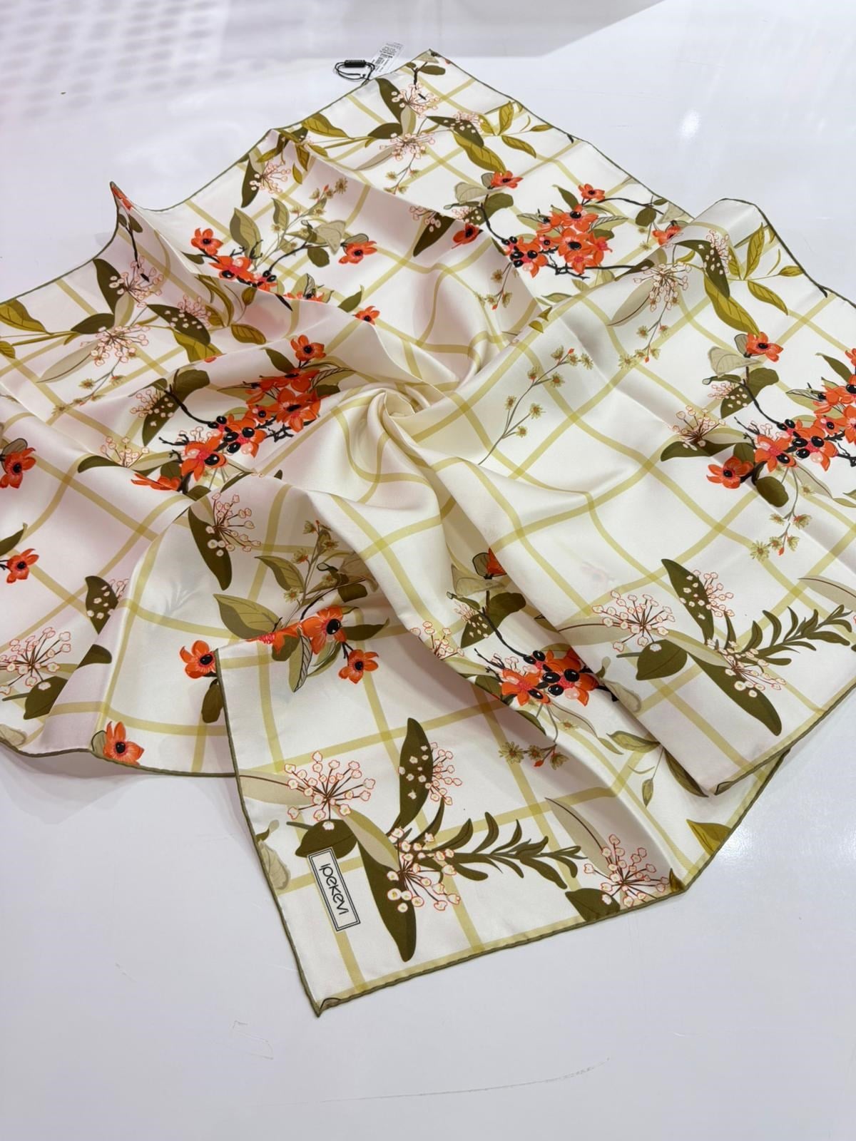 İpekevi Yeni Sezon Desenli Twill İpek Eşarp 03