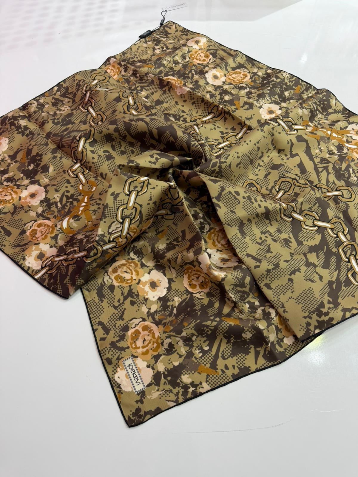 İpekevi Yeni Sezon Desenli Twill İpek Eşarp 03