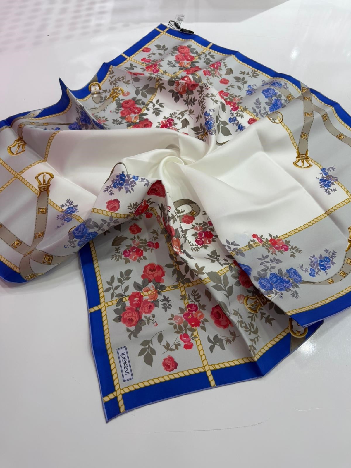İpekevi Yeni Sezon Desenli Twill İpek Eşarp 01