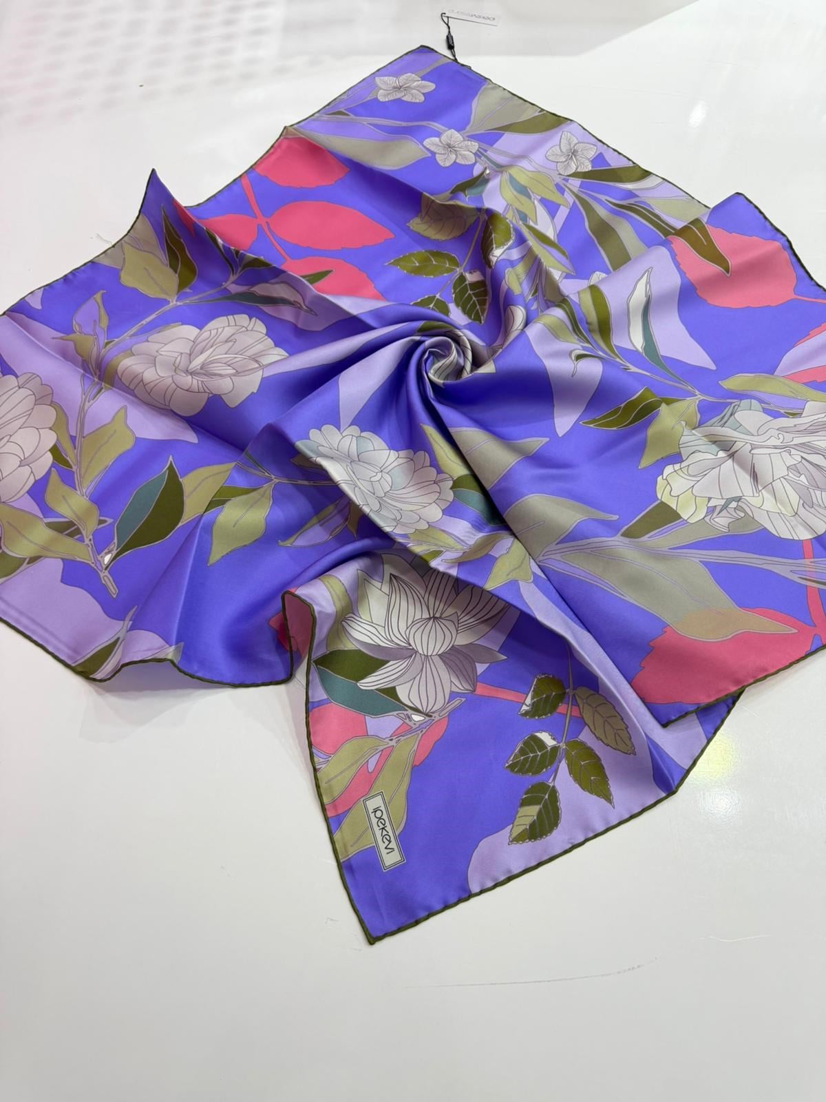 İpekevi Yeni Sezon Desenli Twill İpek Eşarp 01