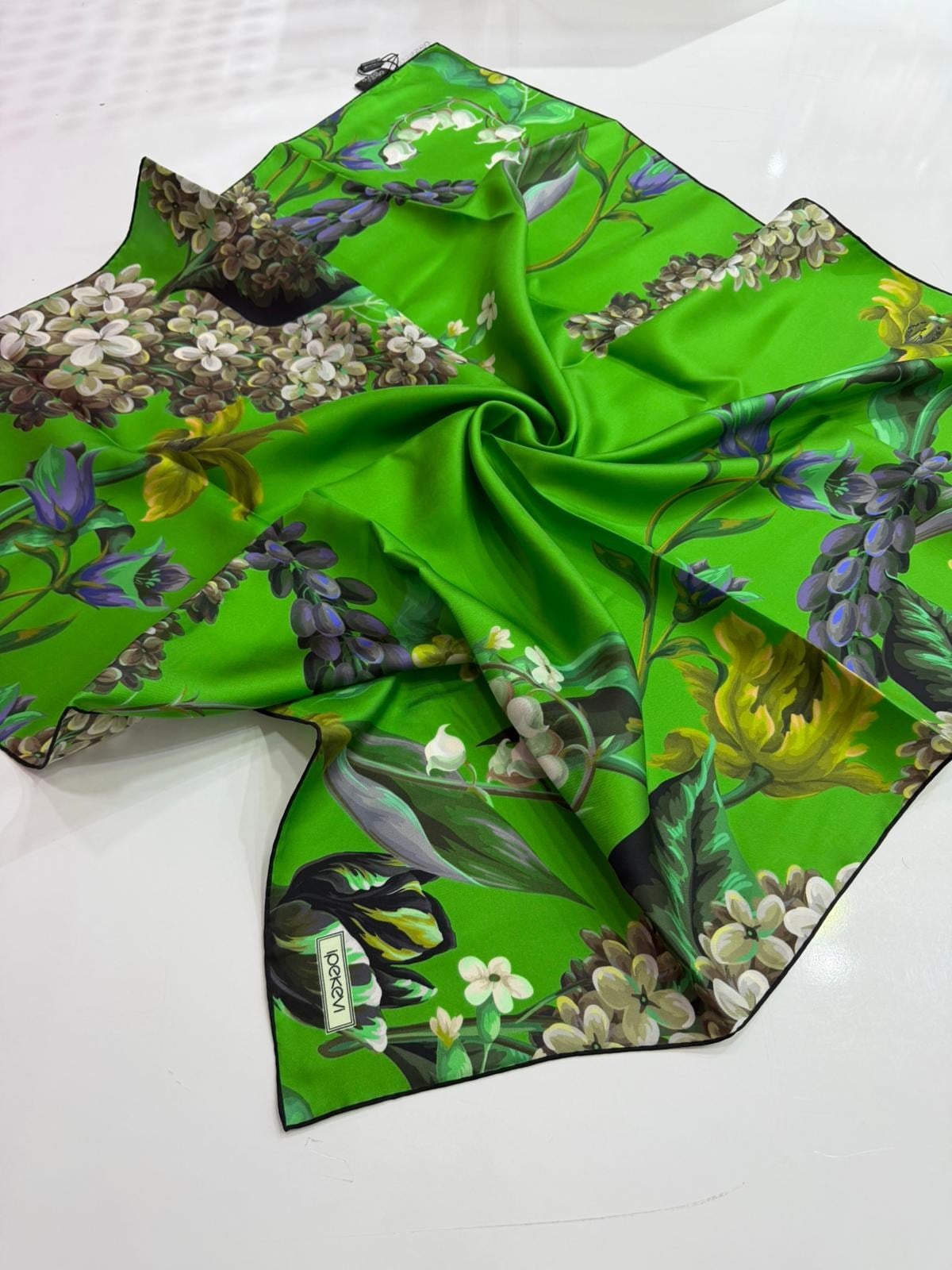İpekevi Yeni Sezon Desenli Twill İpek Eşarp 03