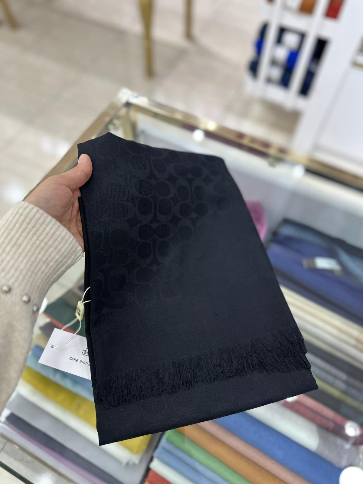 İthal Yün Pamuk Şal Siyah Rengi