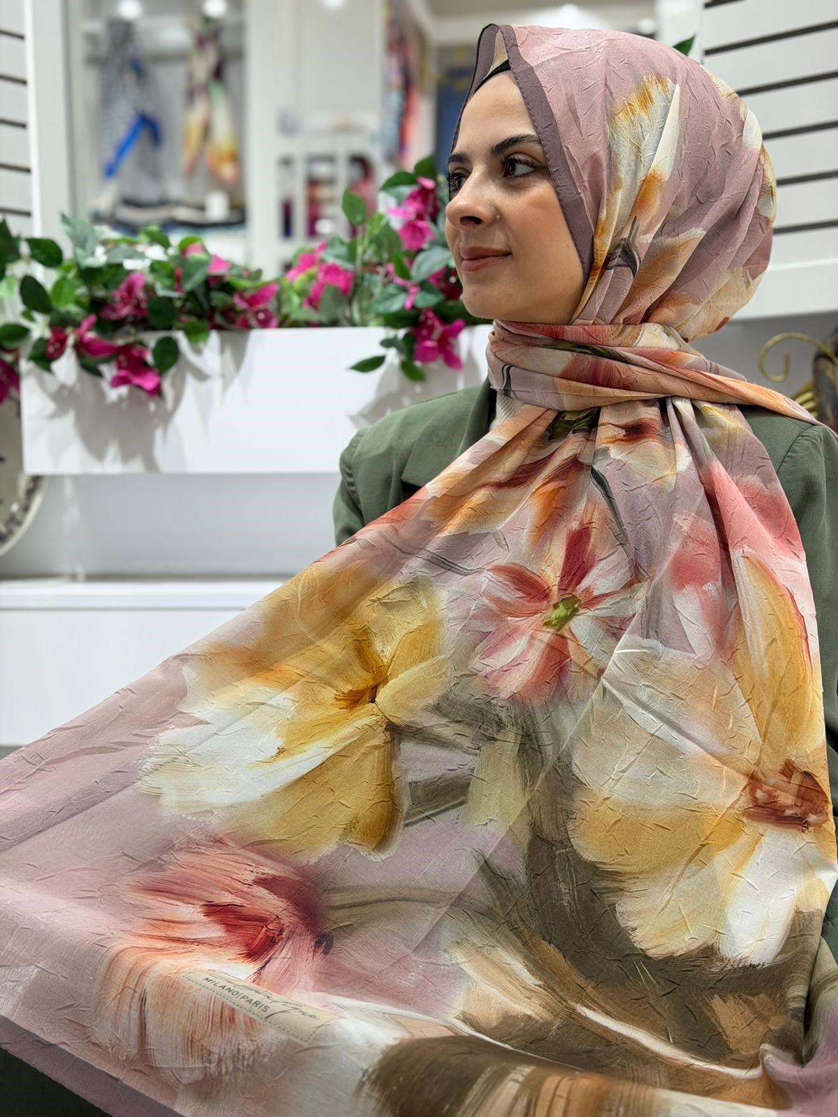 La Boutique Desenli Crush Organik Şal 01