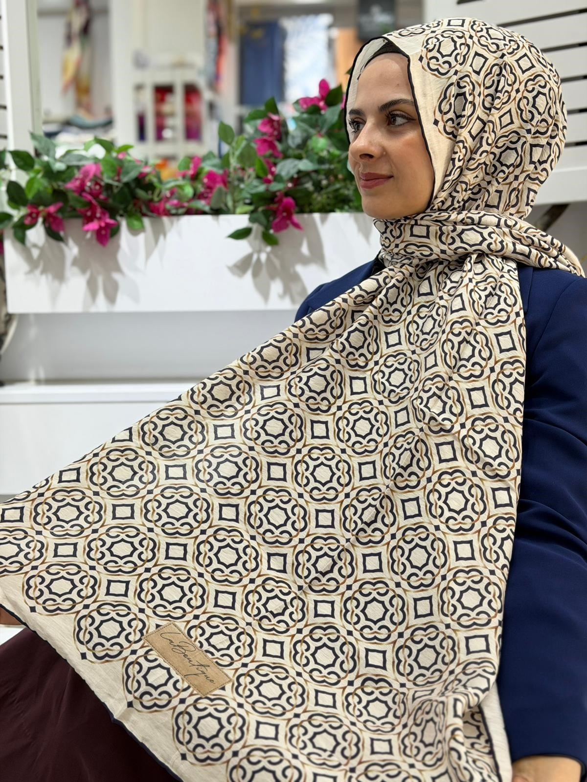 La Boutique Desenli Güz Şal - Lacivert