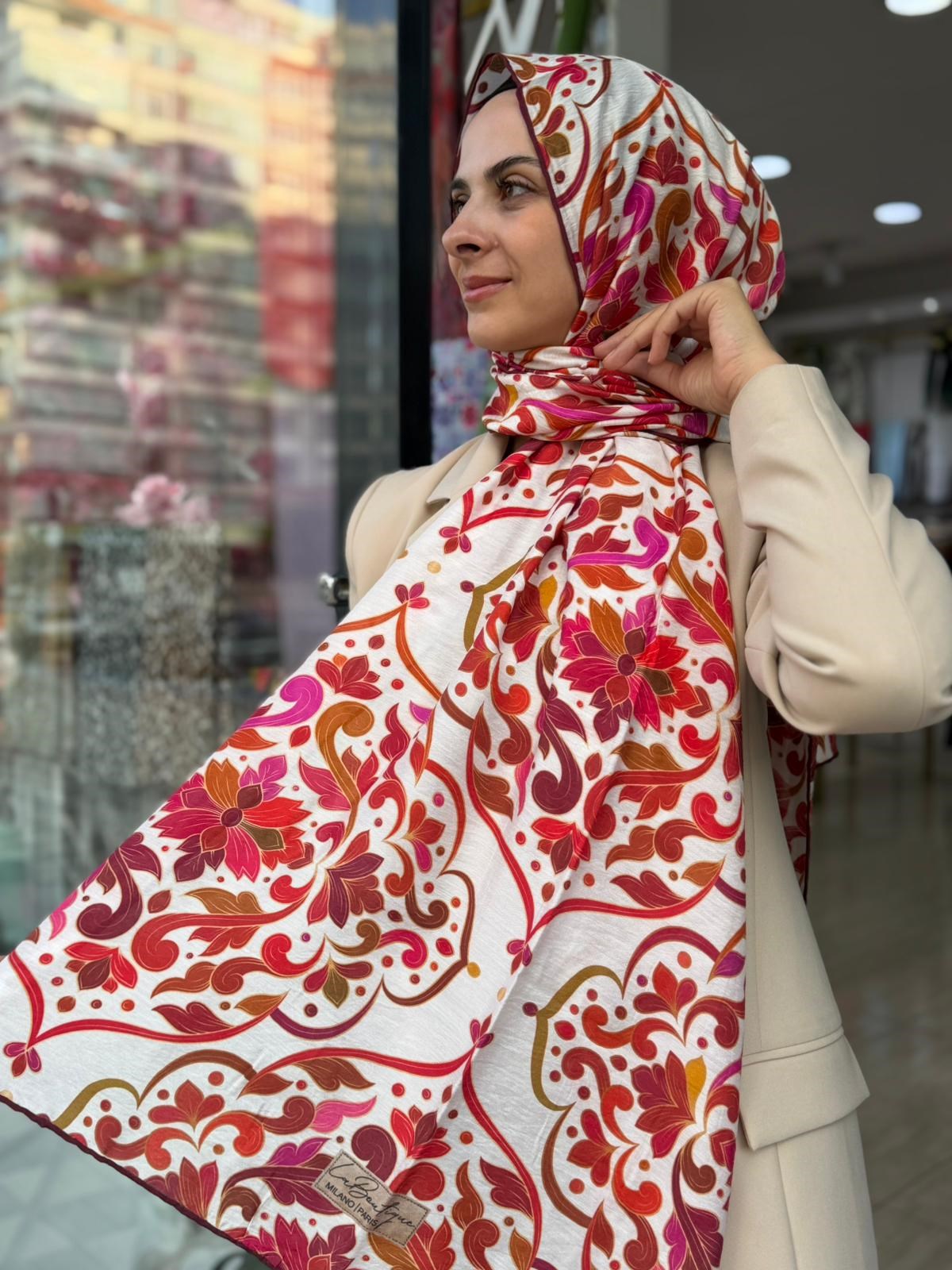 La Boutique Yeni Sezon Desenli Güz Yaz Serinliği Şal 03