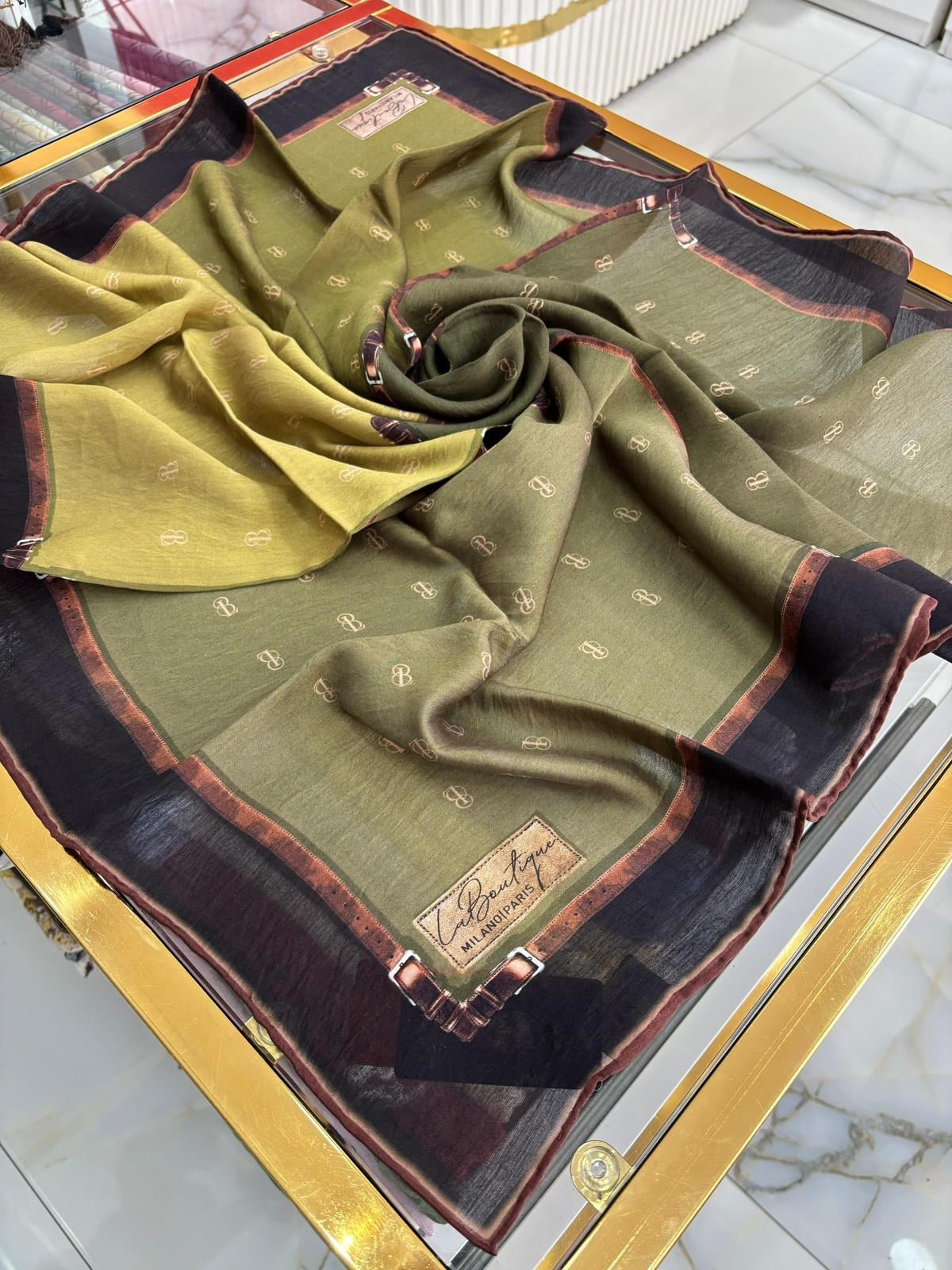 La Boutique Yeni Sezon Desenli Güz Yaz Serinliği Eşarp 04