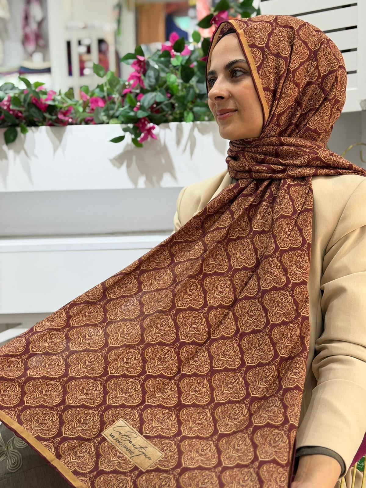 La Boutique Yeni Sezon Desenli Güz Yaz Serinliği Şal 01