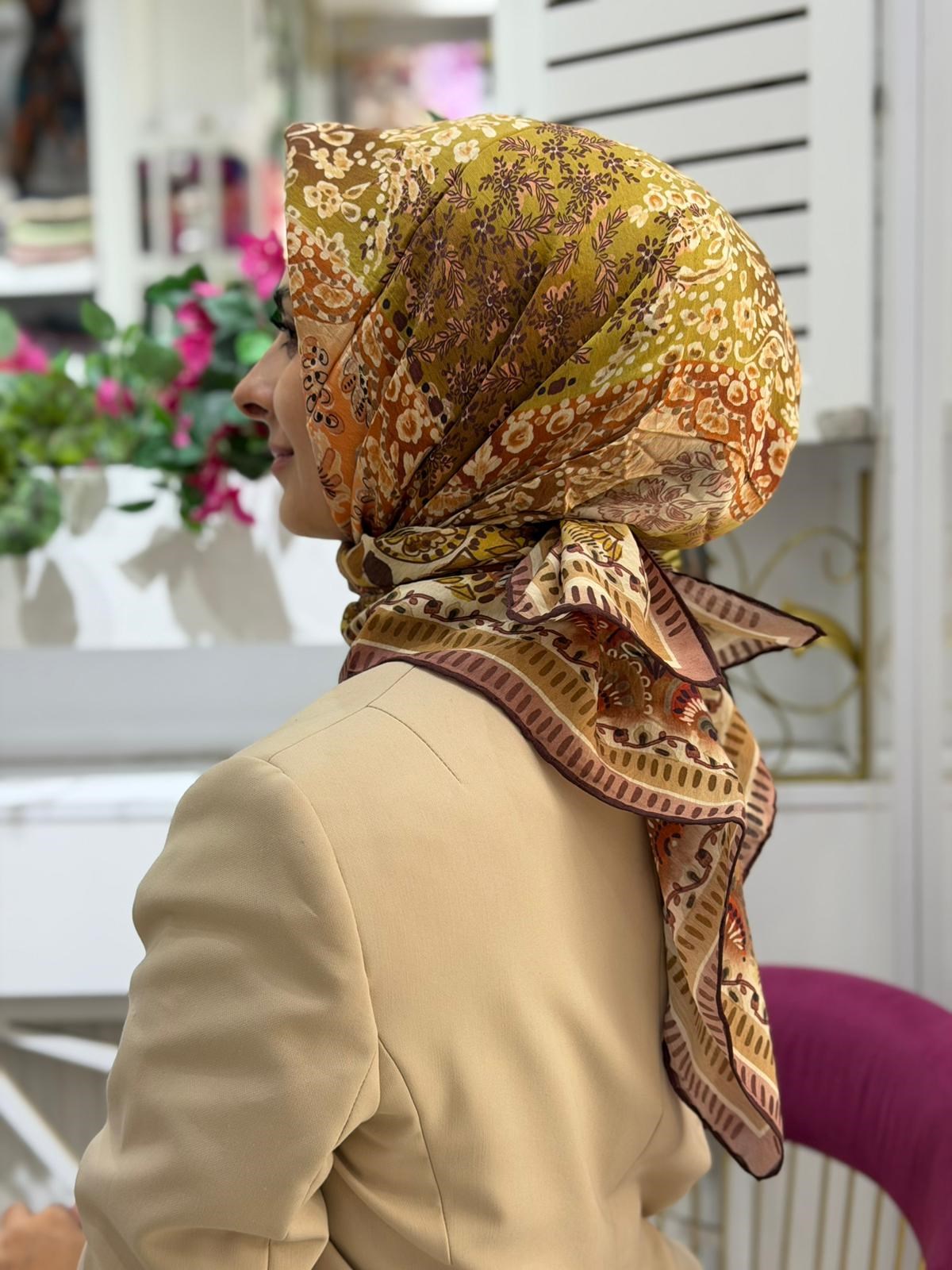 La Boutique Yeni Sezon Desenli Güz Yaz Serinliği Eşarp 03