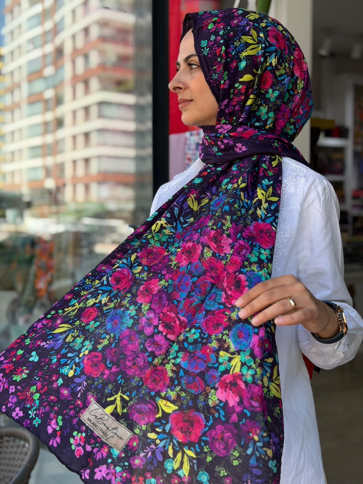 La Boutique Yeni Sezon Desenli Güz Yaz Serinliği Şal 03