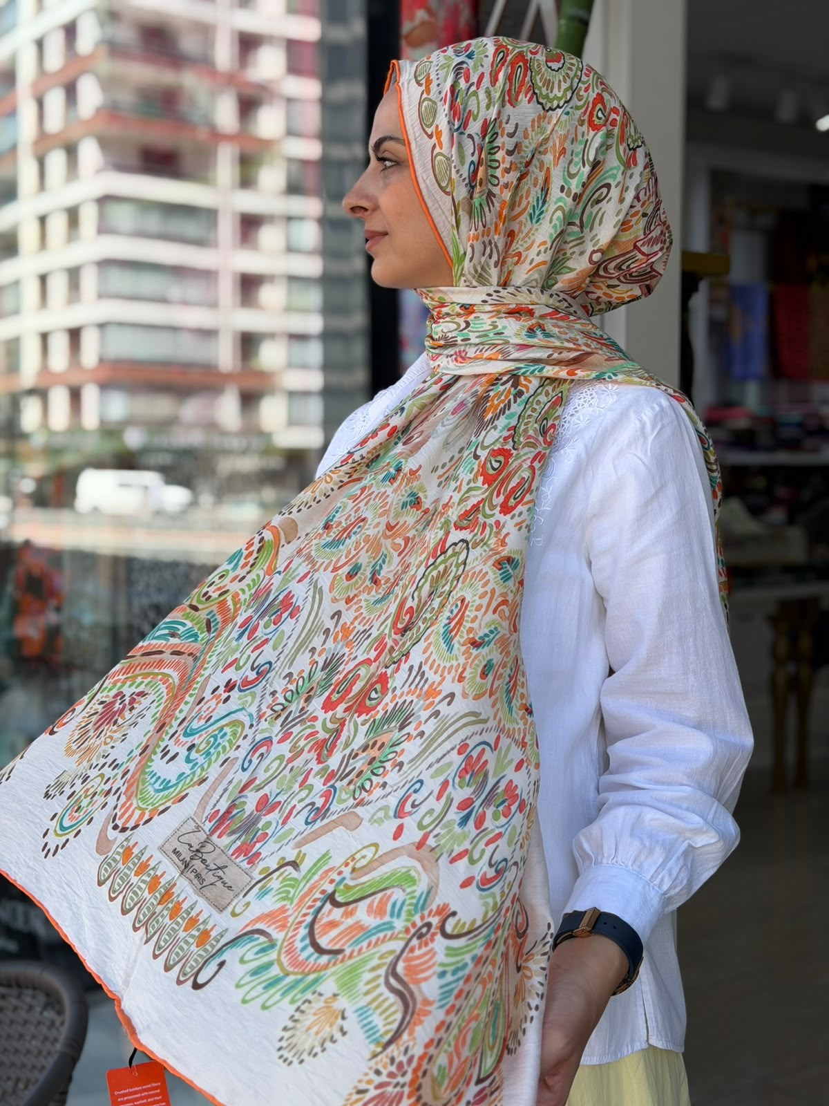La Boutique Yeni Sezon Desenli Güz Yaz Serinliği Şal 02