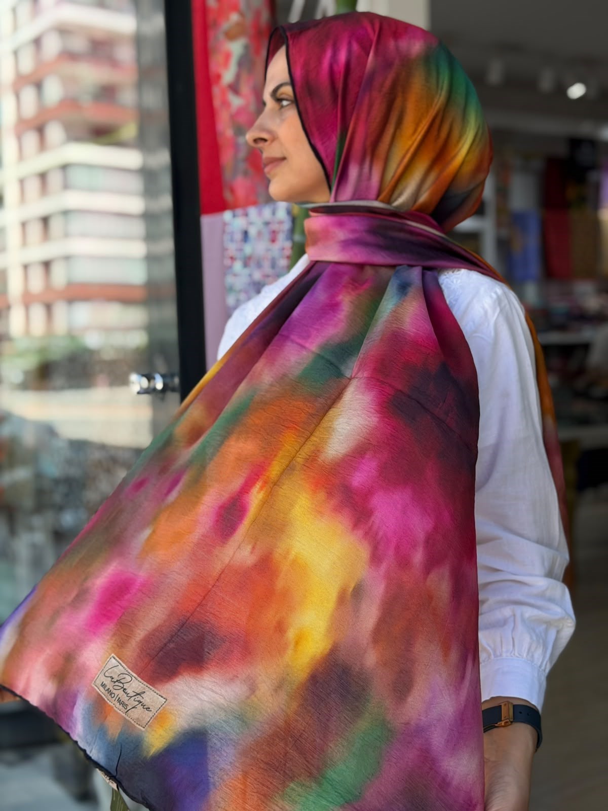 La Boutique Yeni Sezon Desenli Güz Yaz Serinliği Şal 03