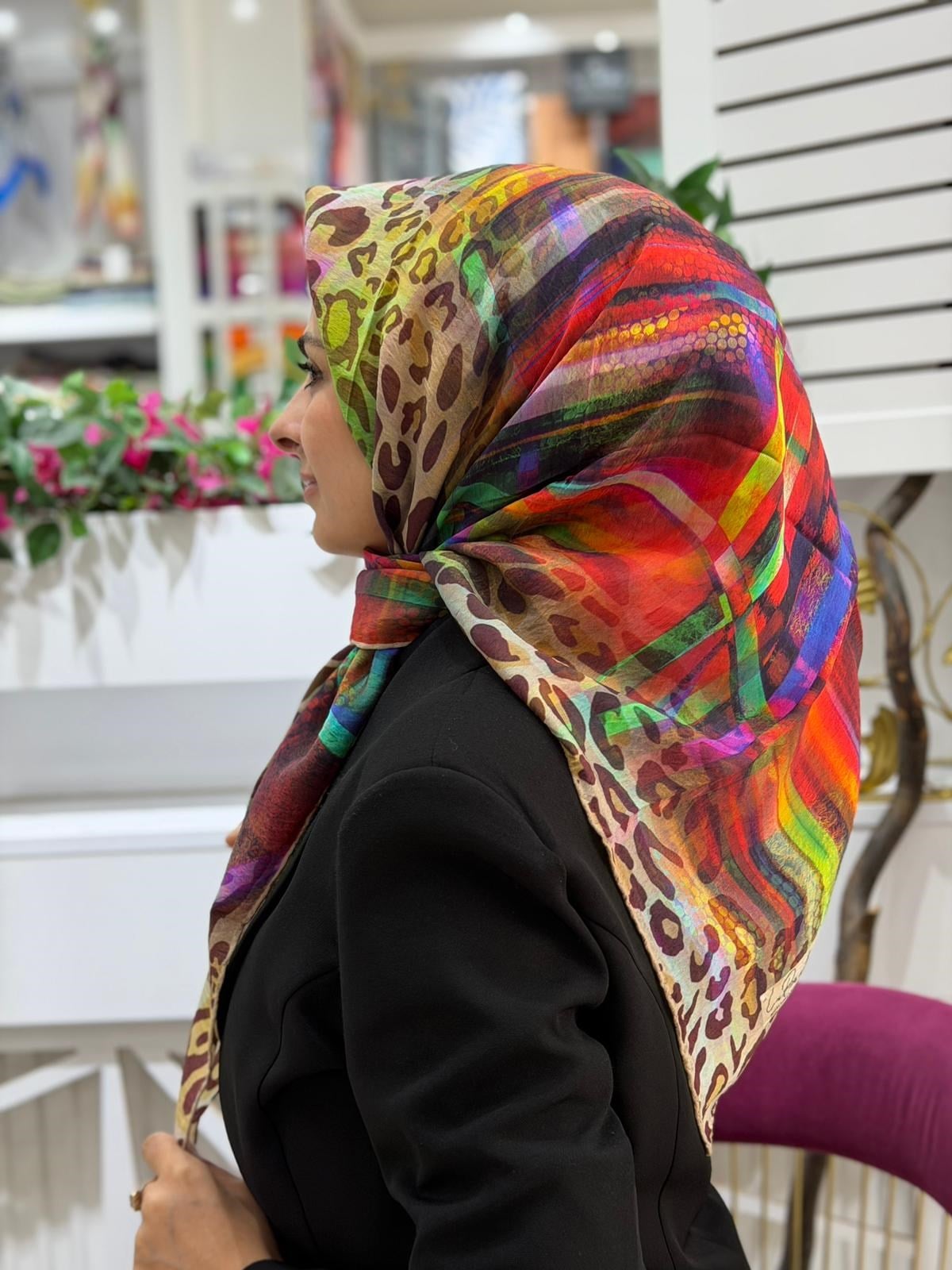 La Boutique Yeni Sezon Desenli Güz Yaz Serinliği Eşarp 01