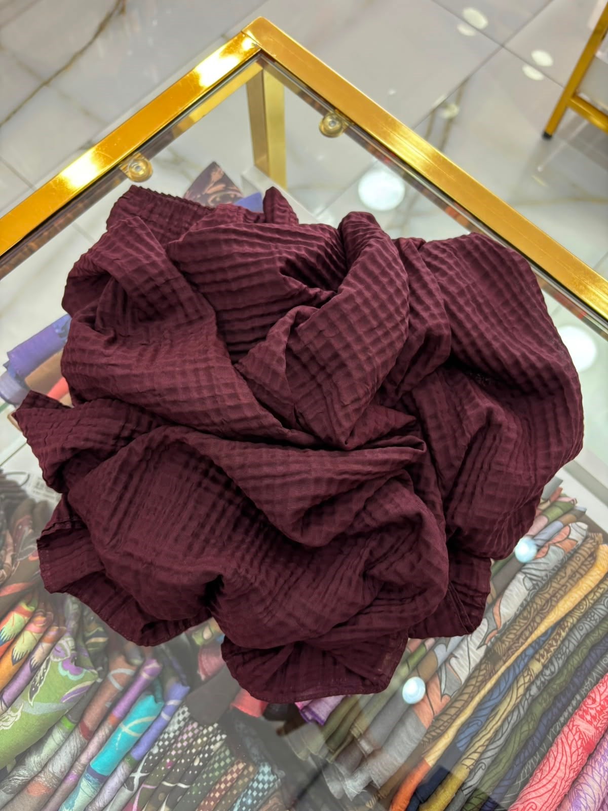 Müslin Tek Renk Gofret Şal 20