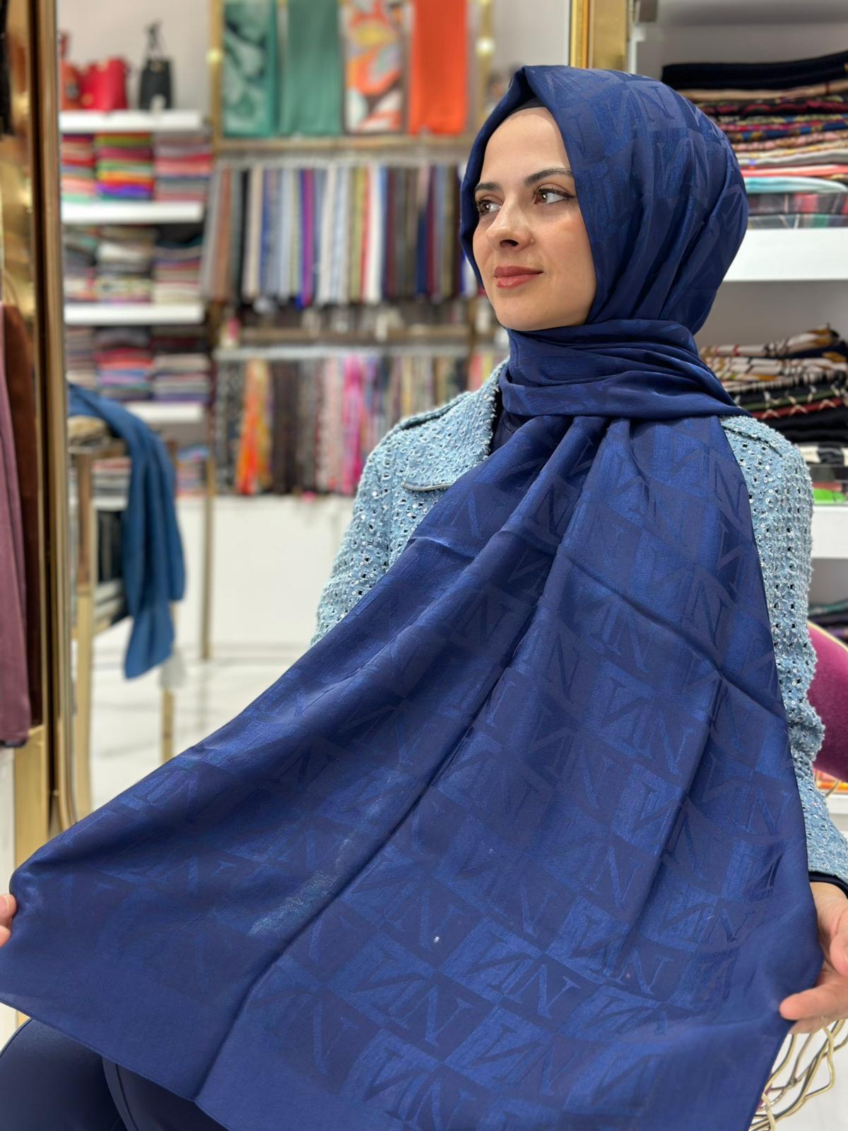 Noura Laura Lyocell Şal Lacivert Rengi