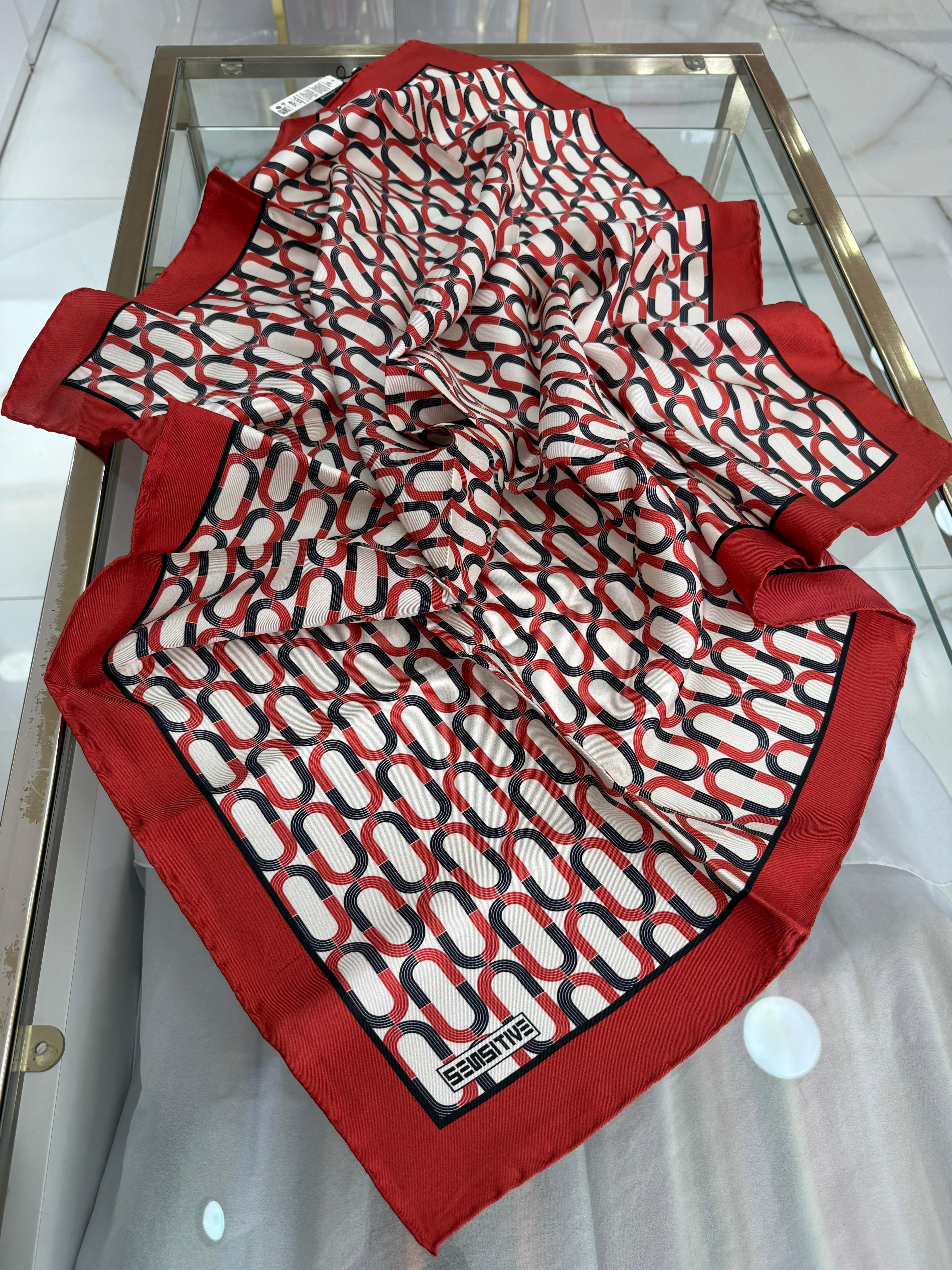 Sensitive İpek Eşarp Geometrik Desen 01